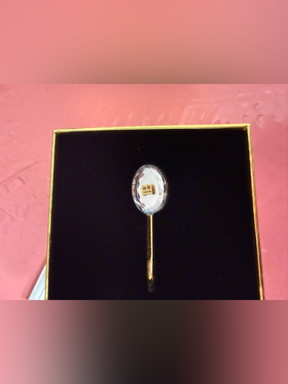 Gold Tone Stick Pin with Faceted Clear crystal